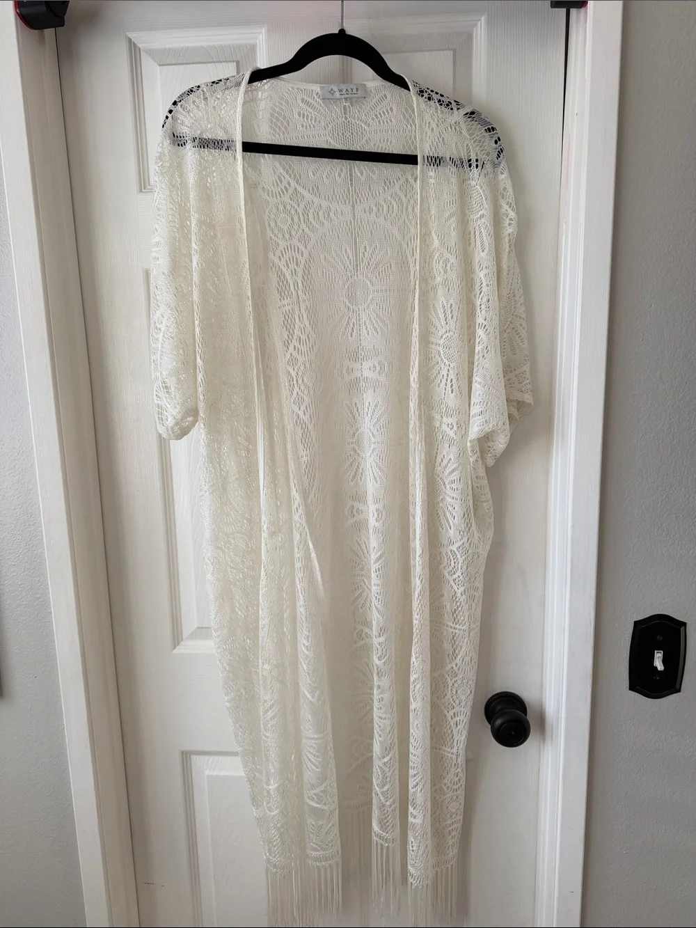 Women's Ivory Lace Fringe Kimono by